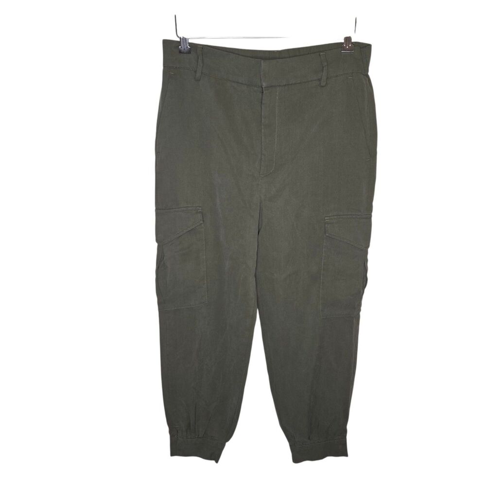 Zara 100% Lyocell Pocket Cargo Jogger Pants in Khaki Green - Size Large